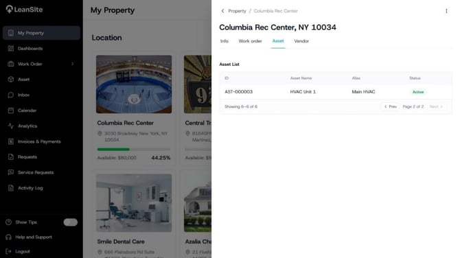 LeanSite knowledge base screenshot