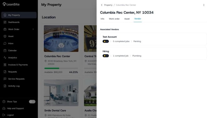 LeanSite knowledge base screenshot