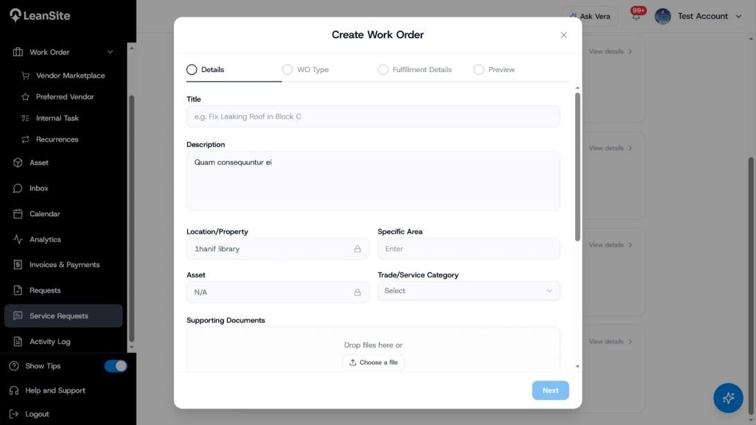 LeanSite knowledge base screenshot