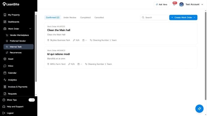 LeanSite knowledge base screenshot